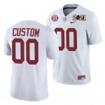 Men's Alabama Crimson Tide #00 Custom 2021 Rose Bowl Champions White NCAA Playoff Away College Football Jersey 2403CGFH6